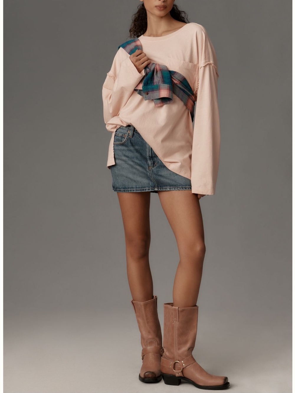 Pilcro Pale Petal Long-Sleeve Boyfriend Tee